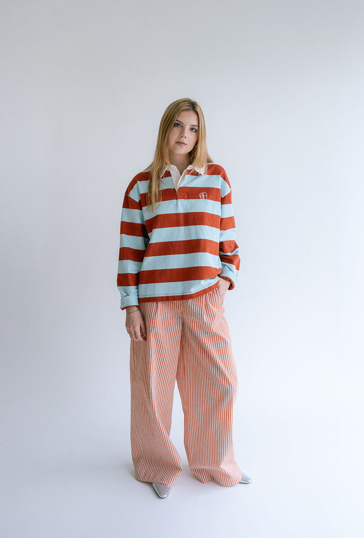 Sim Pants Rust-Beige Stripe