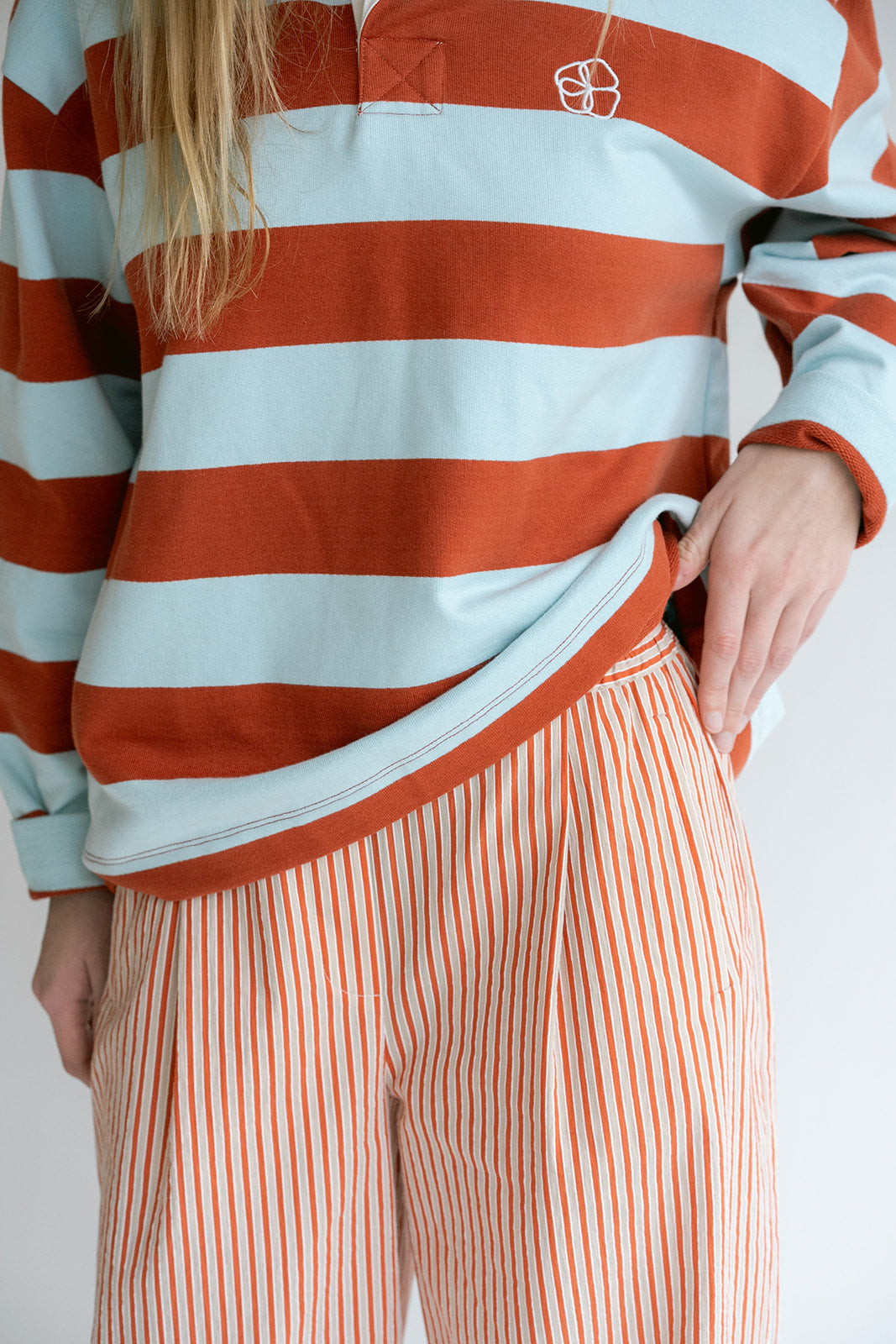Sim Pants Rust-Beige Stripe