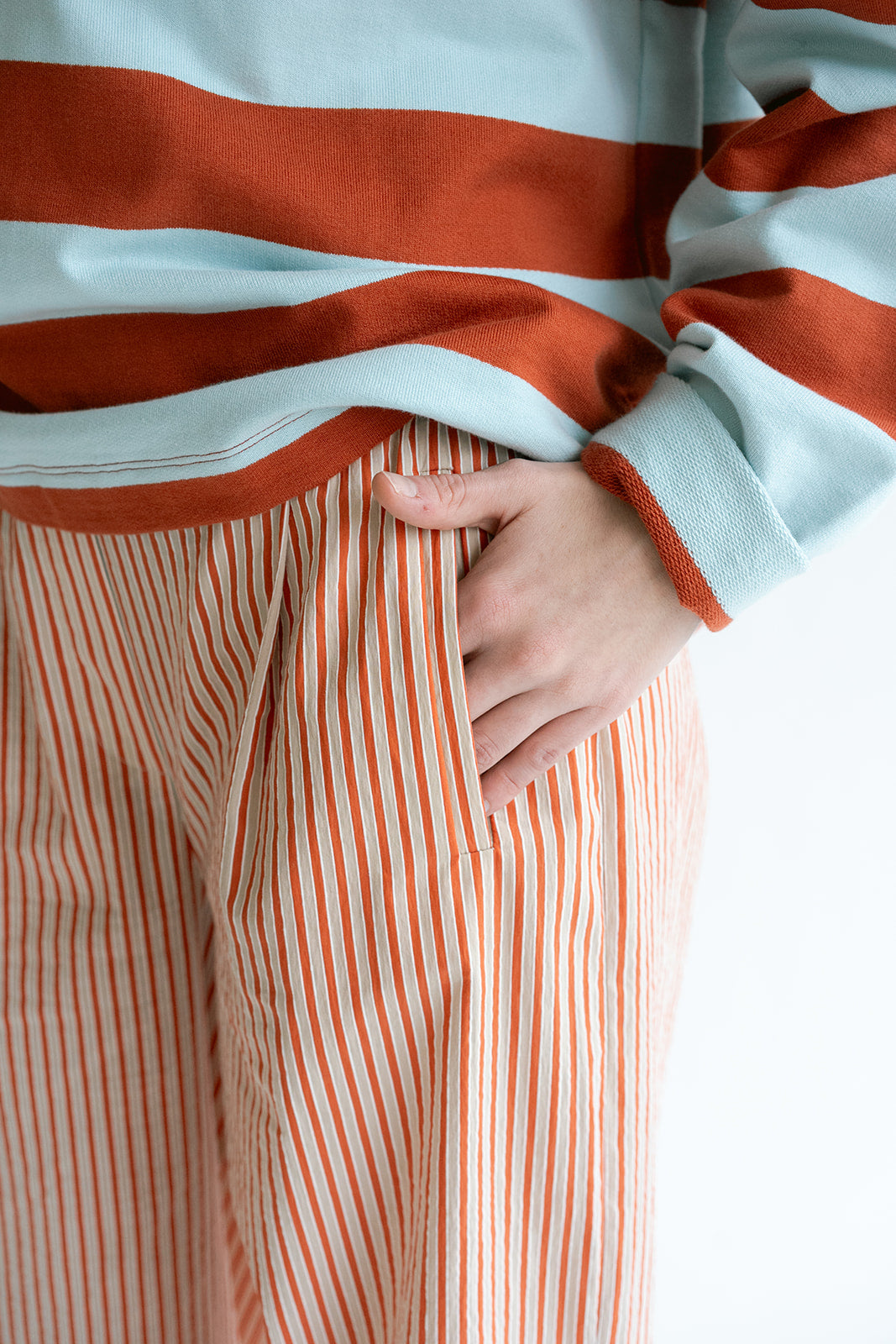Sim Pants Rust-Beige Stripe