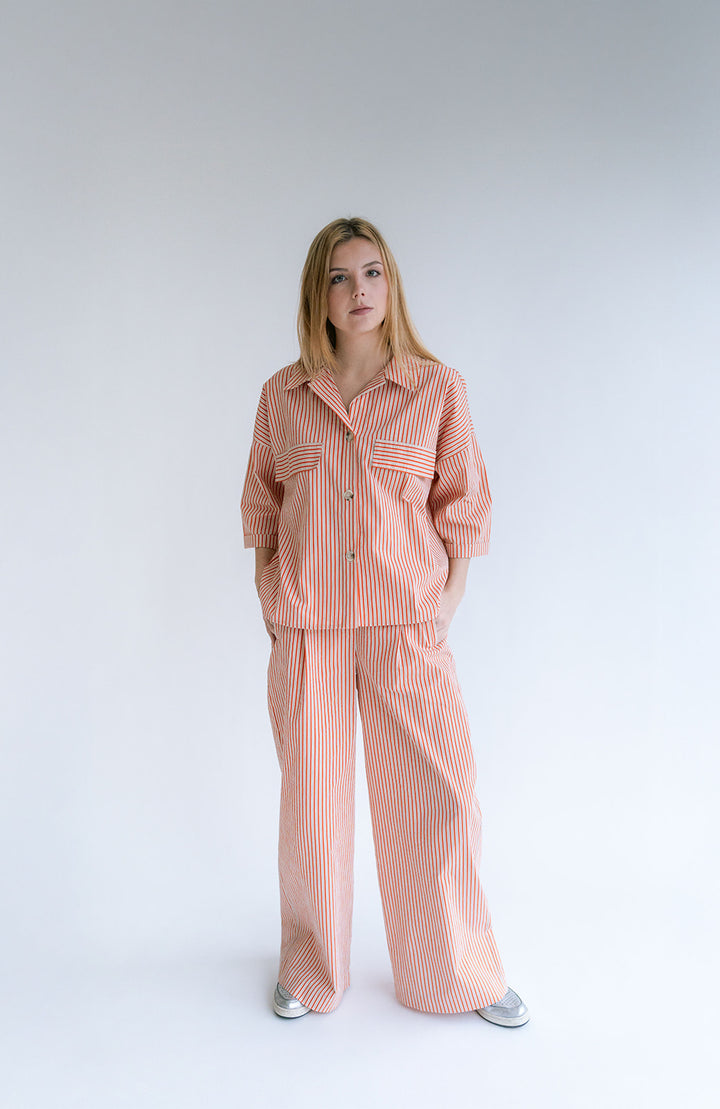 Sim Pants Rust-Beige Stripe