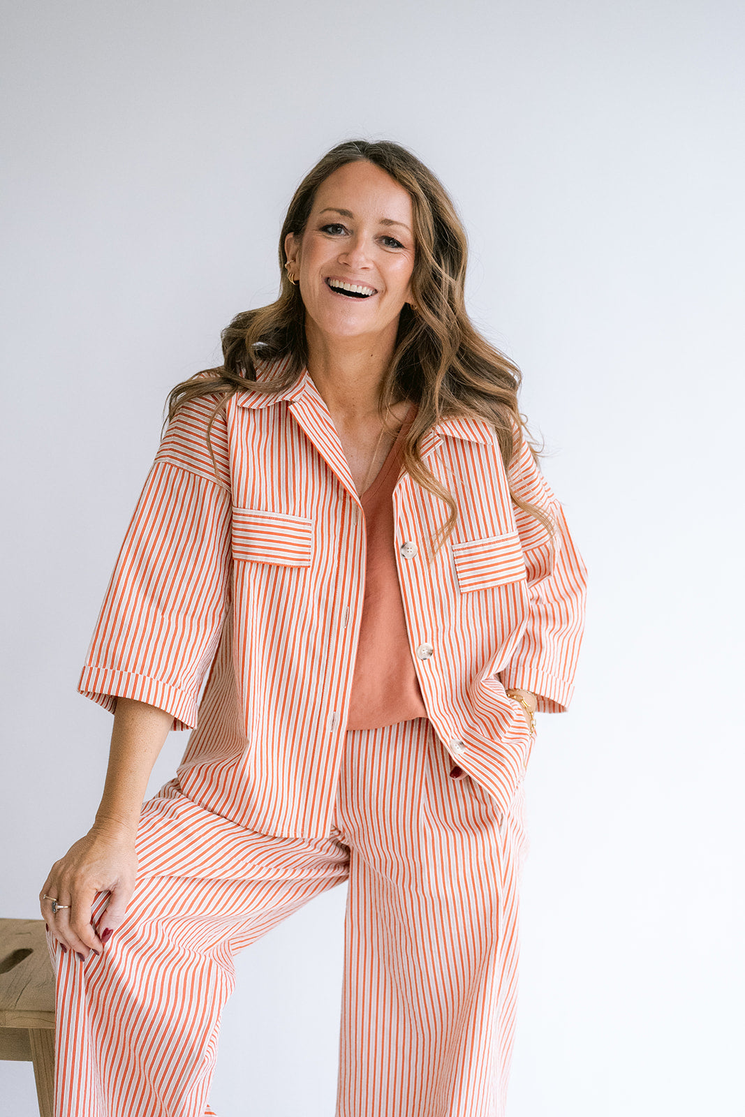 Sim Pants Rust-Beige Stripe