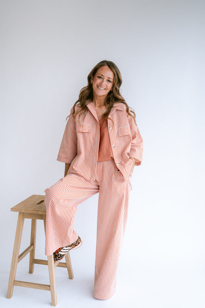 Sim Pants Rust-Beige Stripe
