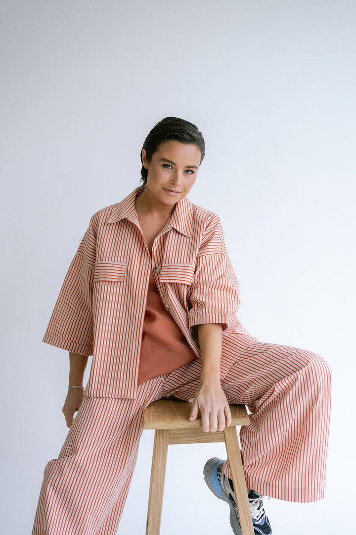 Sim Pants Rust-Beige Stripe