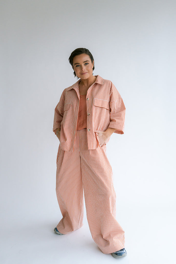 Sim Pants Rust-Beige Stripe