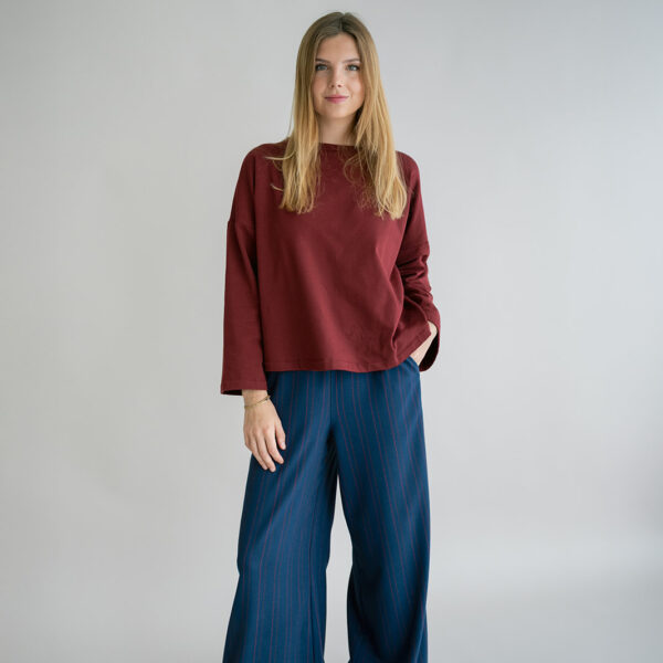 Saul Pants Red Navy Stripe