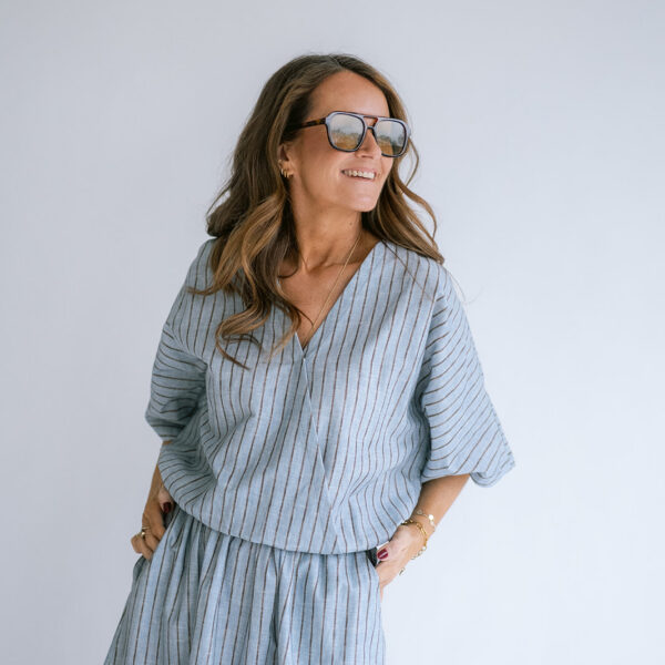 Mona Blouse Blue Linen
