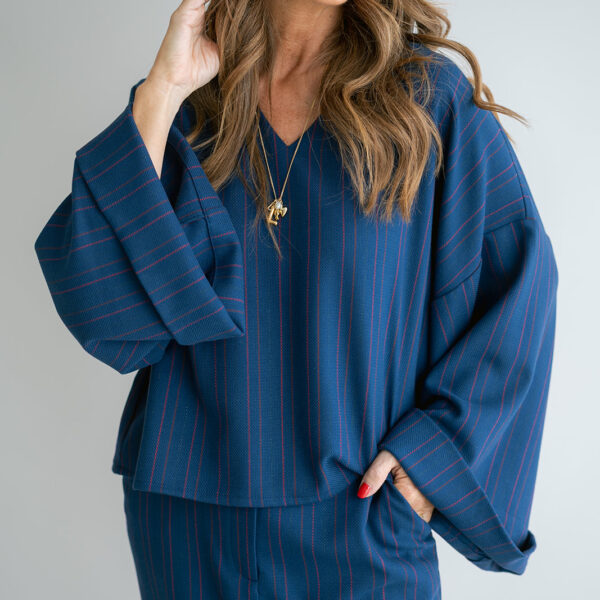 Mira Blouse Red Navy Stripe