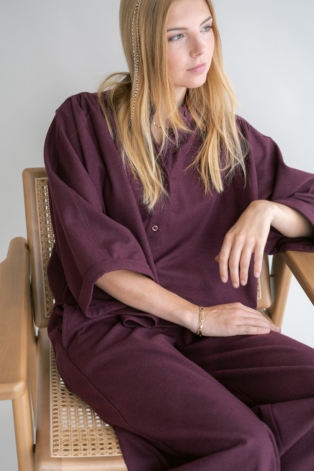 Maya Blouse Solid Bordeaux - Afbeelding 9