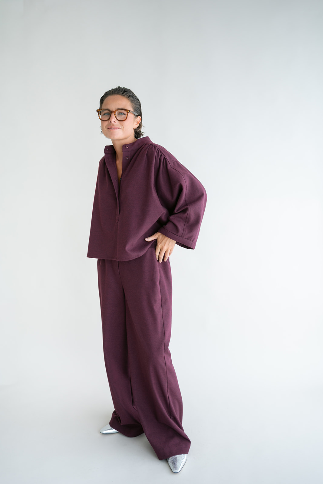 Maya Blouse Solid Bordeaux - Afbeelding 3