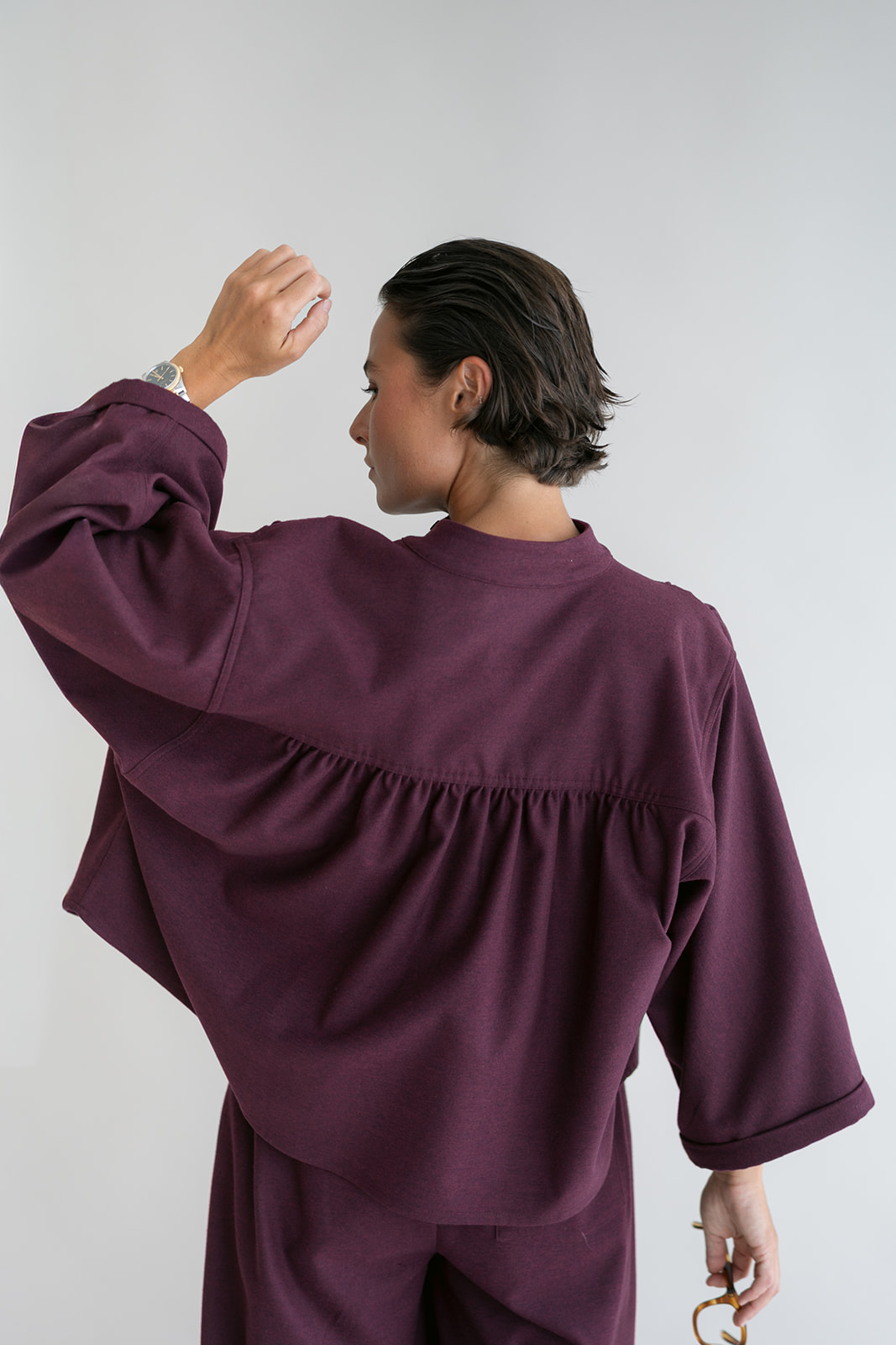 Maya Blouse Solid Bordeaux - Afbeelding 10