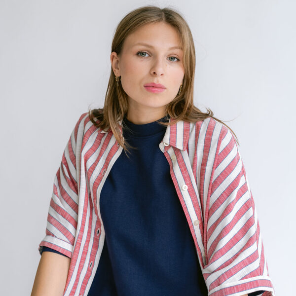 Morris Blouse Red Blue Stripe
